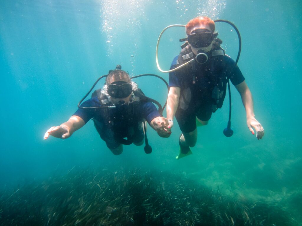 scuba diving underwater family