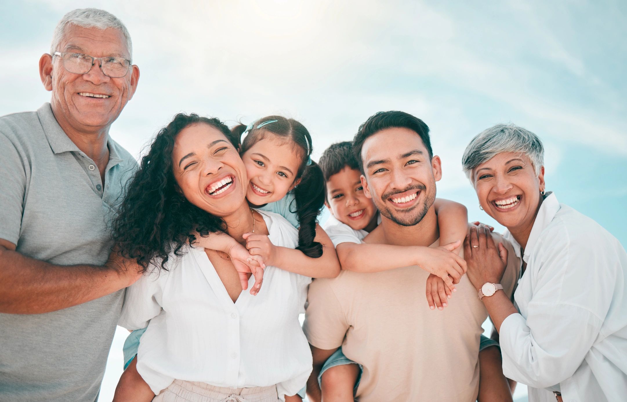 happy family portrait outdoors