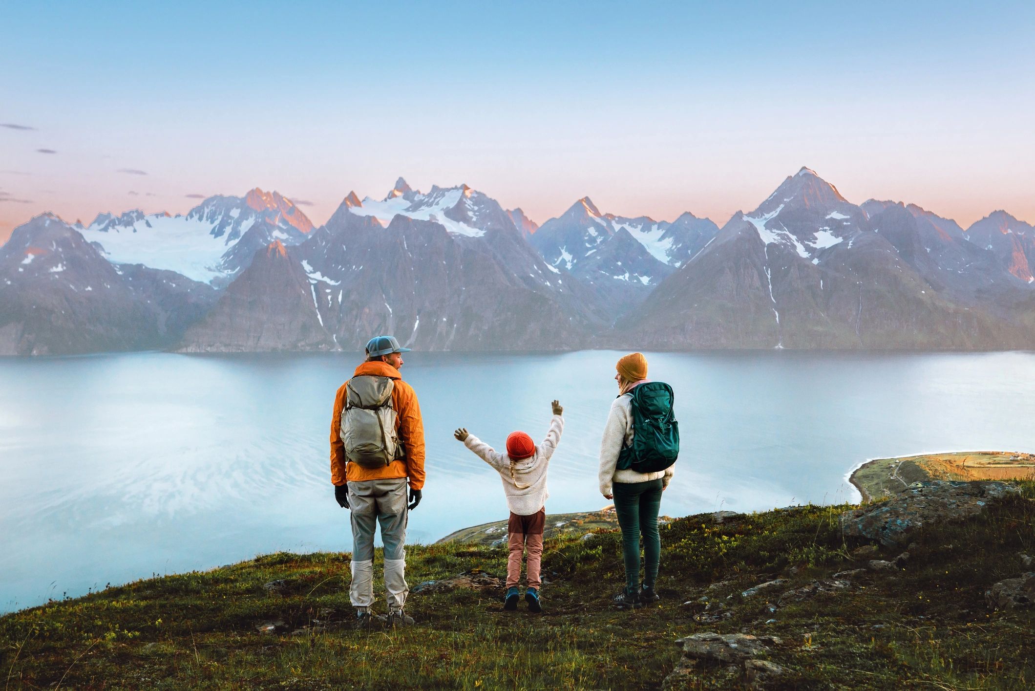 Family hiking on a travel adventure