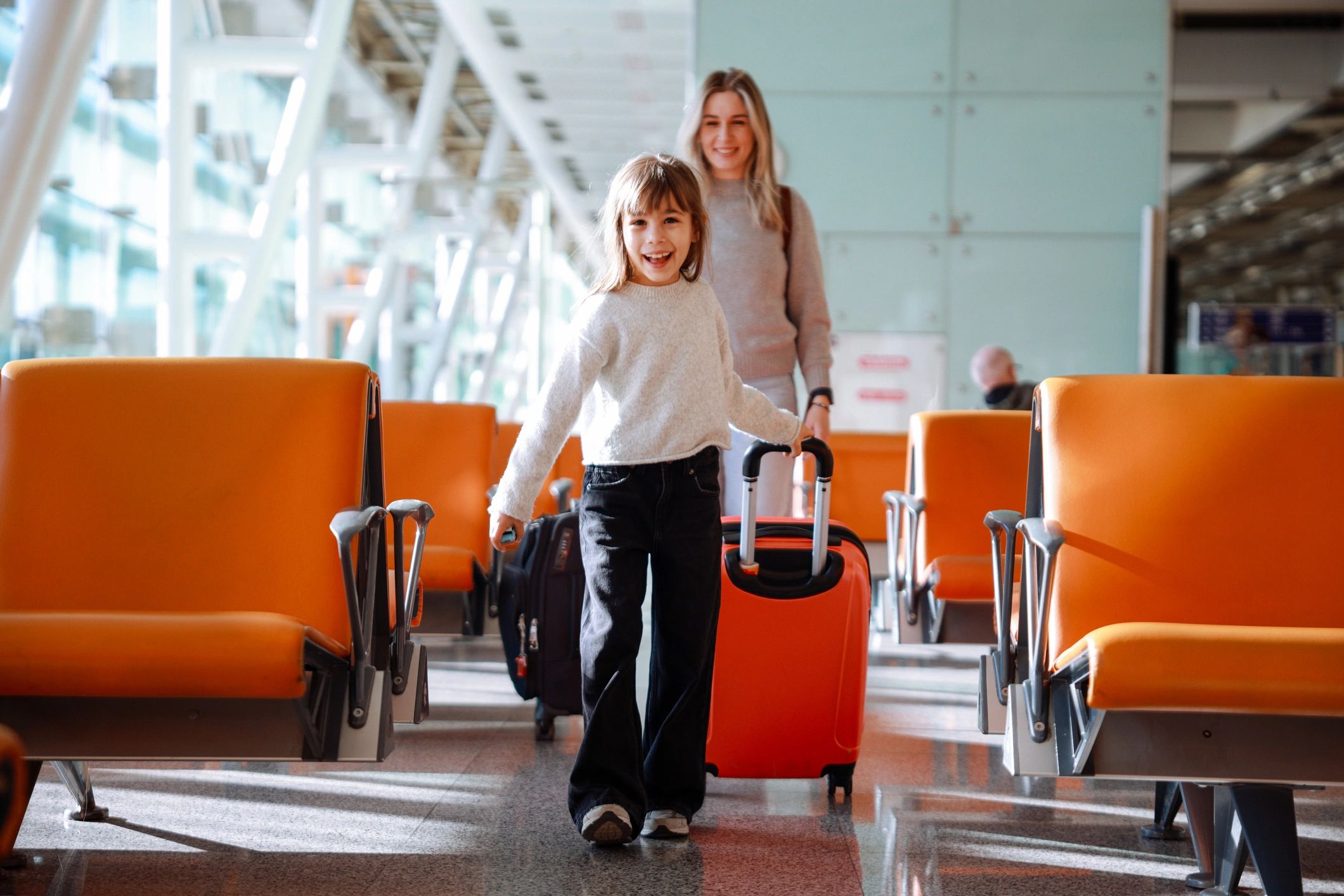 Family with kids on a travel journey