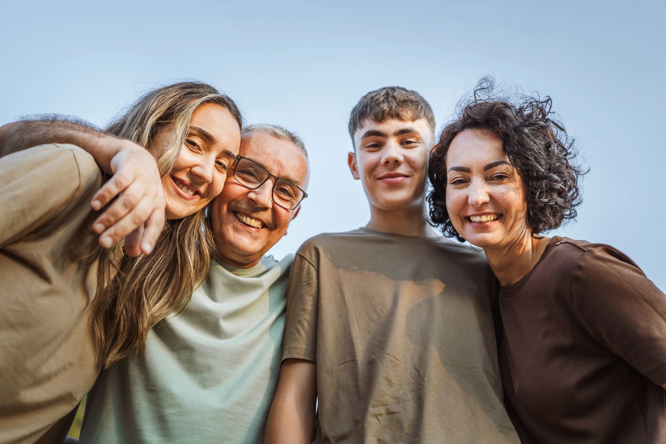happy family portrait outdoors